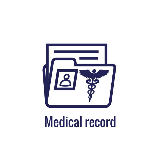 Medical Records Icon - Caduceus and personal health record imagery - phr, emr, ehr
